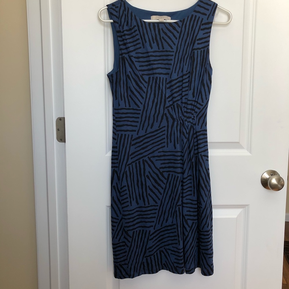 LOFT Blue and Black Sleeveless Dress SP